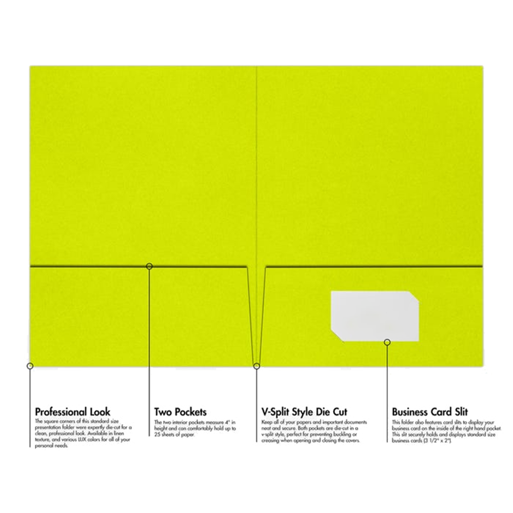 Wasabi Lime Green 9 x 12 Matte Folders