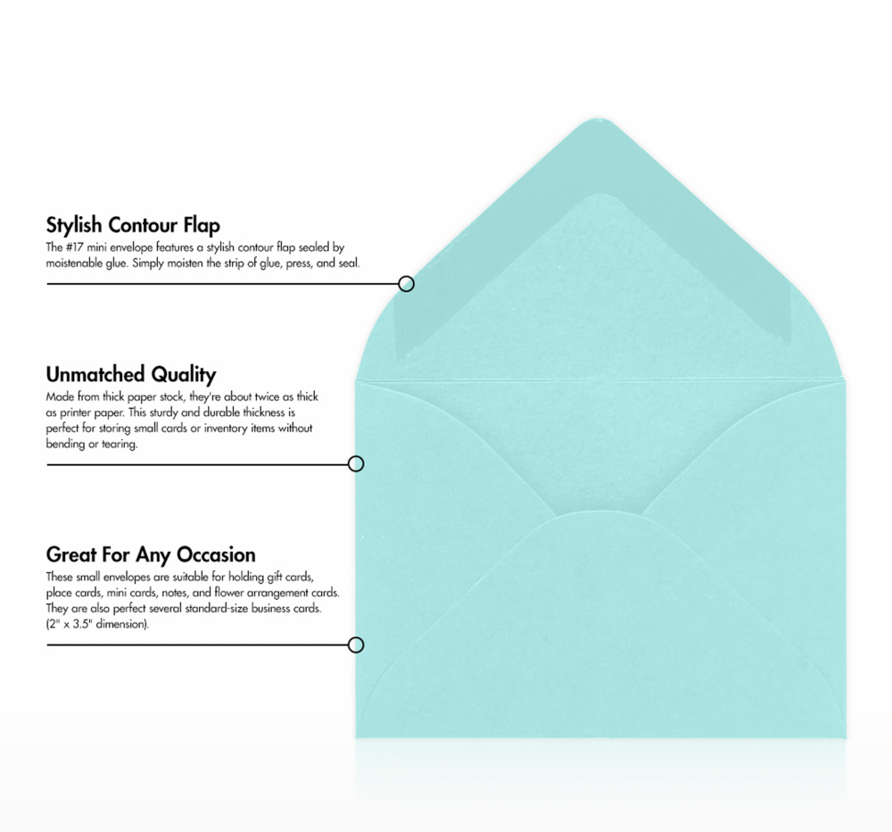 Seafoam Aqua Blue 32lb #17 Mini Envelopes (2 11/16 x 3 11/16)