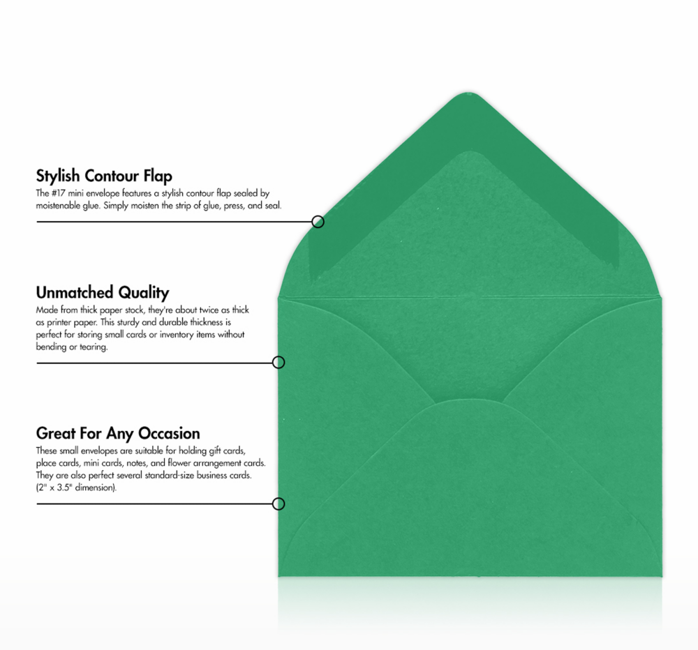 Holiday Green 32lb #17 Mini Envelopes (2 11/16 x 3 11/16)