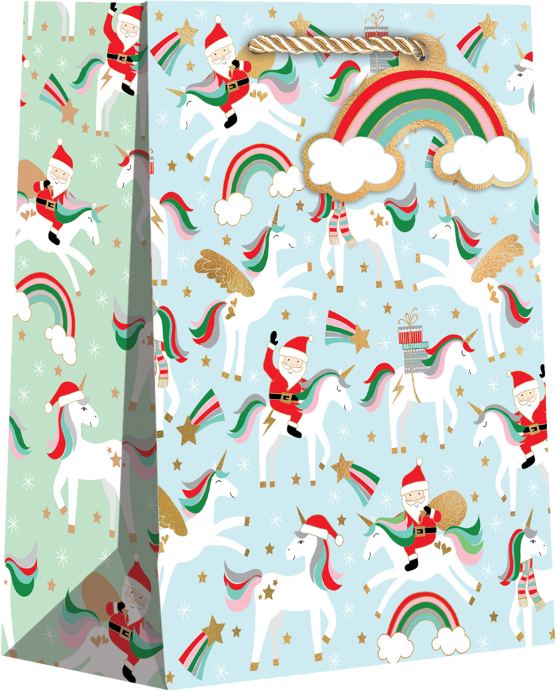 Merry Unicorns Christmas Medium Gift Bags (10 x 8 x 4)