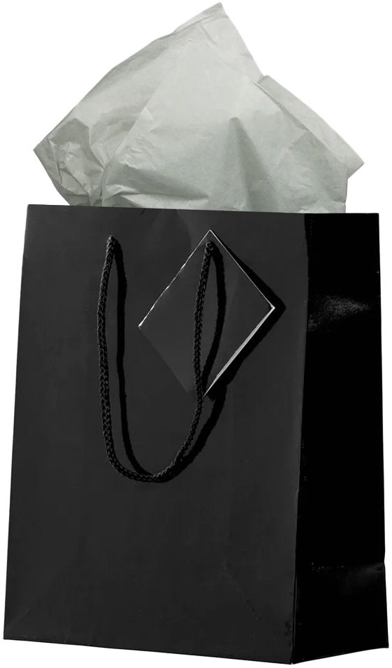 Black/Gray Medium Glossy Gift Bags (8 x 10 x 4) (3 Pack) with Tissue Paper (10 Pack)