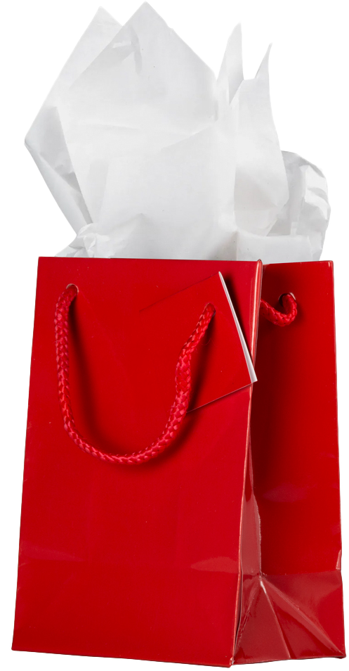 Red/White Medium Glossy Gift Bags (8 x 10 x 4) (3 Pack) with Tissue Paper (10 Pack)