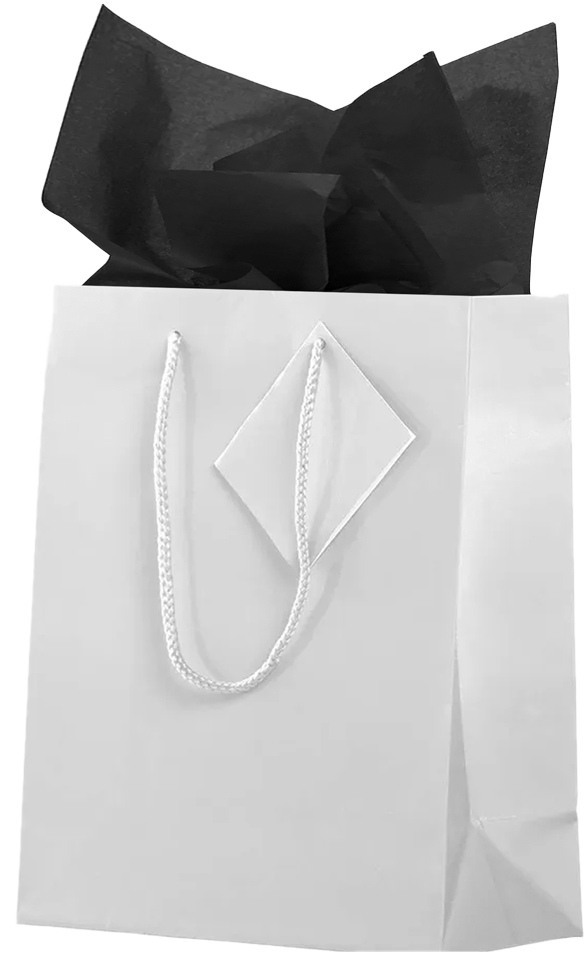 White/Black Medium Glossy Gift Bags (8 x 10 x 4) (3 Pack) with Tissue Paper (10 Pack)