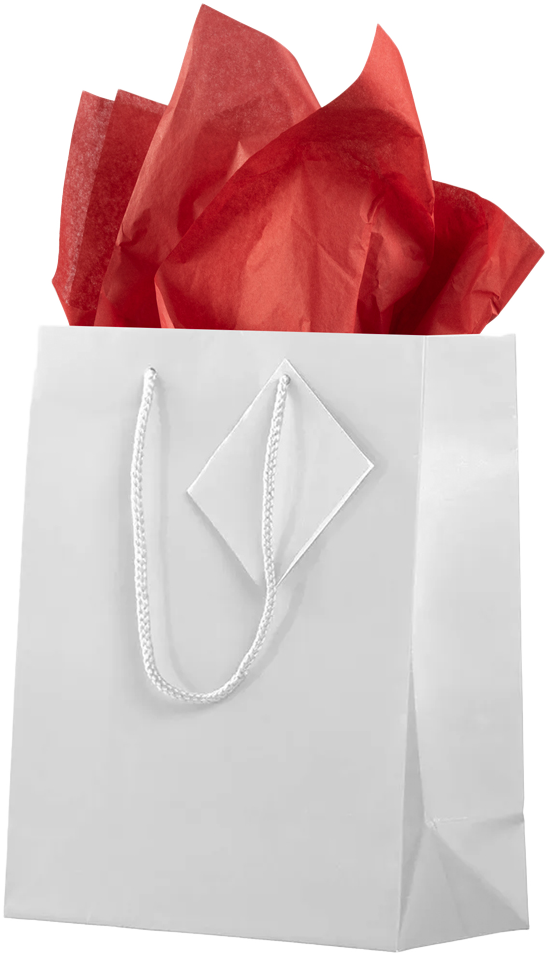 White/Red Medium Glossy Gift Bags (8 x 10 x 4) (3 Pack) with Tissue Paper (10 Pack)