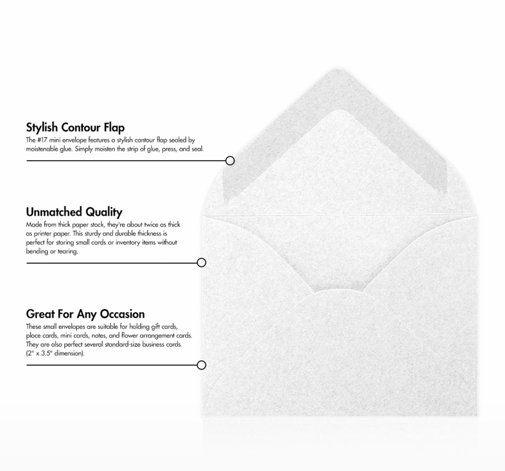 Crystal White Metallic 32lb #17 Mini Envelopes (2 11/16 x 3 11/16)