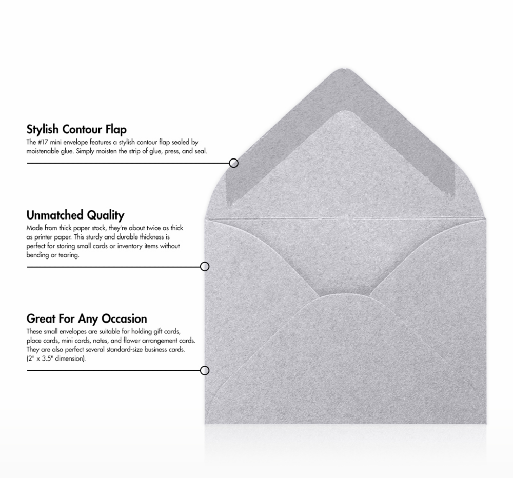 Silver Metallic 32lb #17 Mini Envelopes (2 11/16 x 3 11/16)