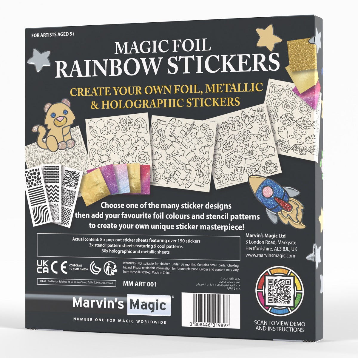 Magic Foil Rainbow Stickers (150 Pack) by Marvin's Magic