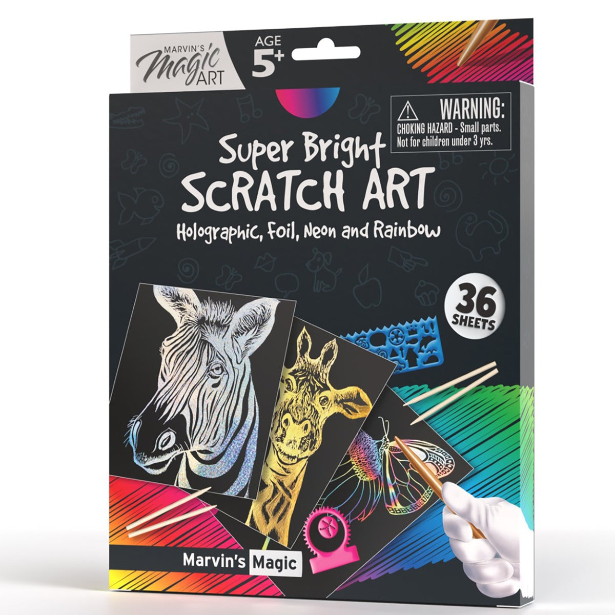 Super Bright Scratch Art (36 Sheets) by Marvin's Magic