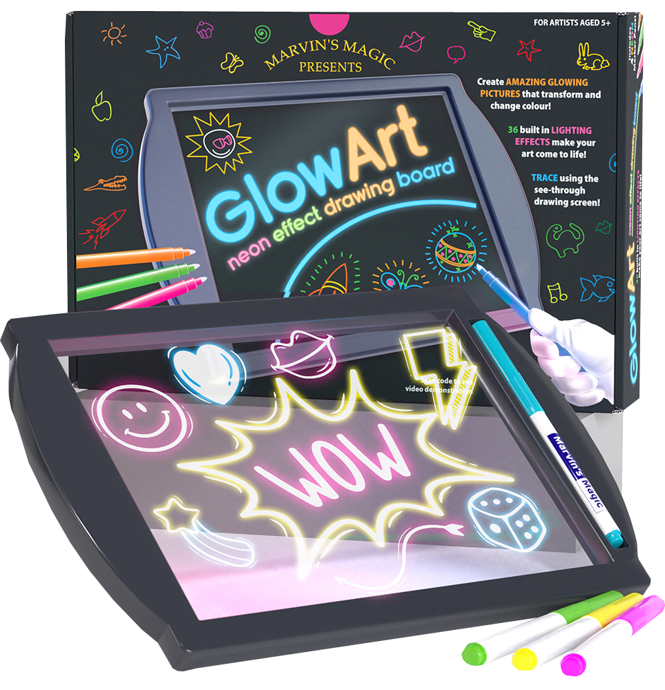 Black Glow Art Neon Drawing Board by Marvin's Magic