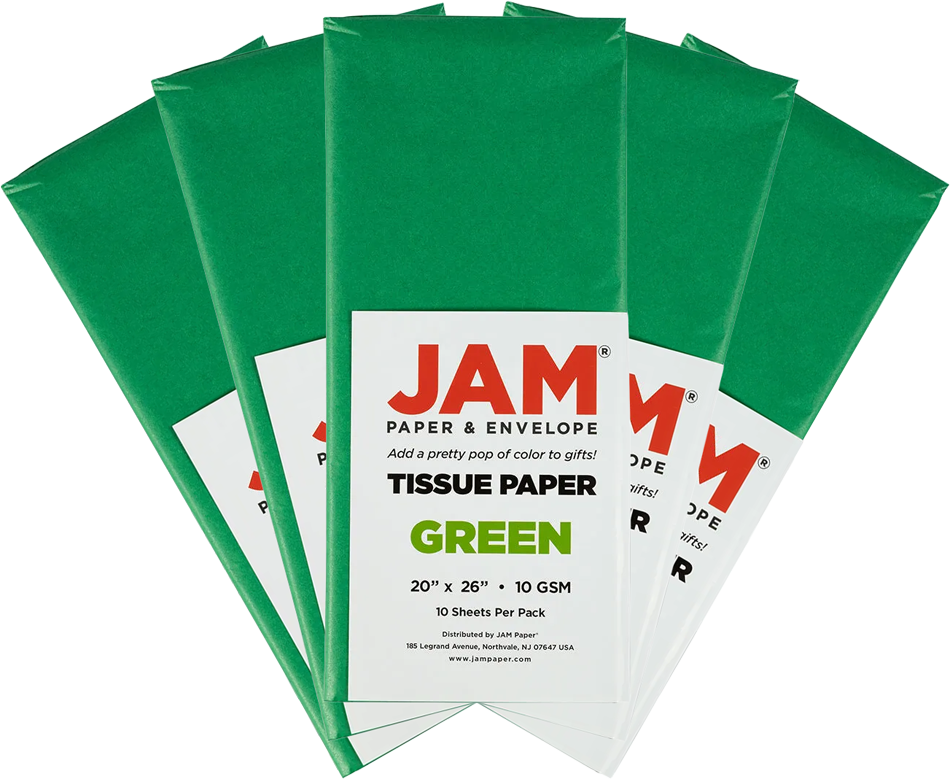 Green Tissue Paper (20 x 26) 5 Packs of 10 Sheets (50 Total Sheets)