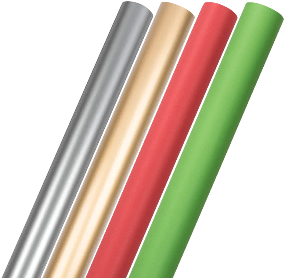 Assorted Christmas Matte Wrapping Paper Set (100 Sq Ft) - 4 Rolls