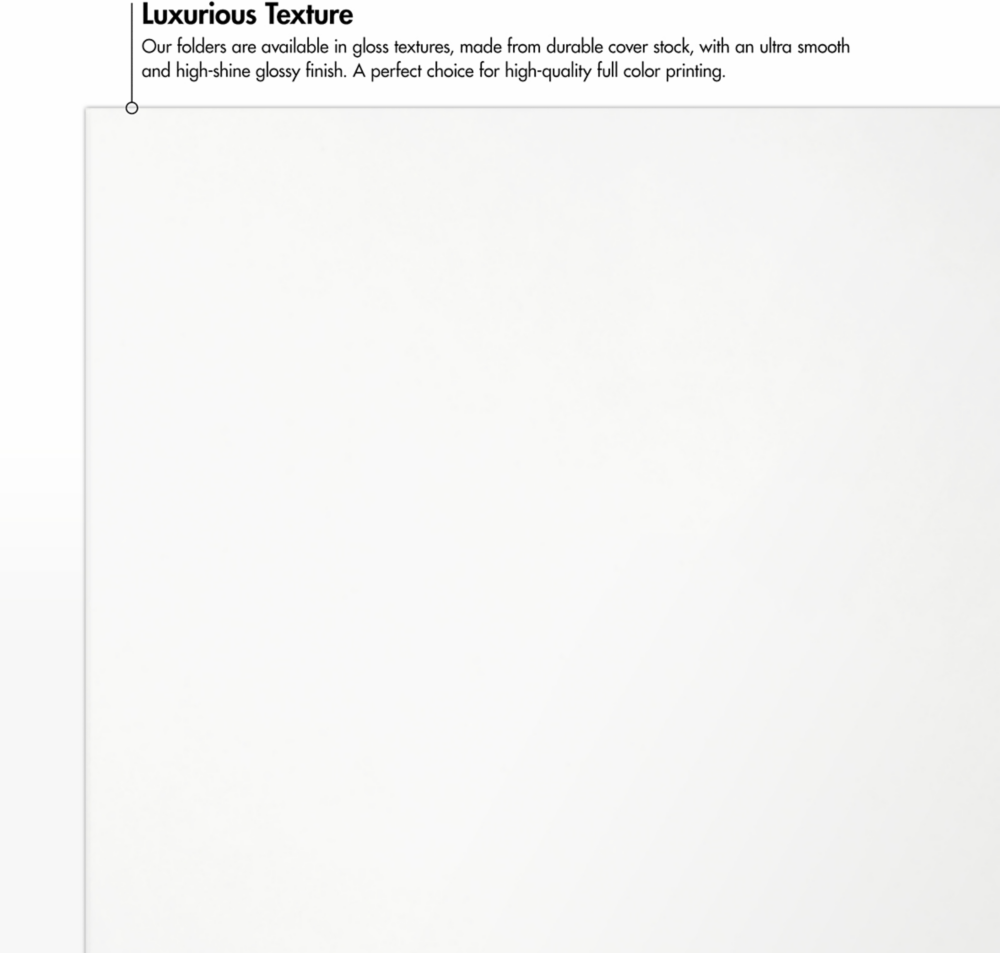 Glossy White 9 x 12 Folders with Front Cover Center Card Slits