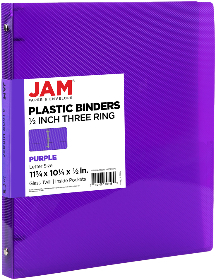 Purple Plastic 1/2 Inch 3-Ring Binder