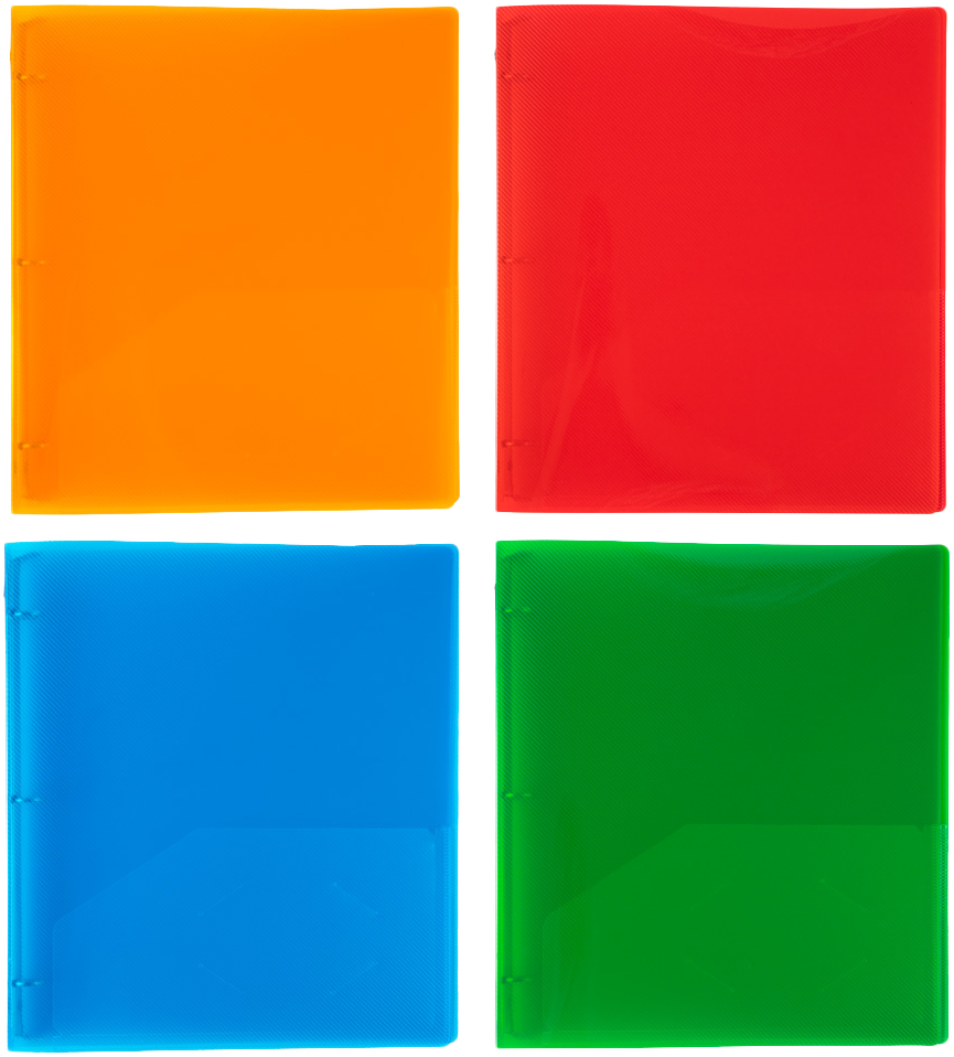 Assorted Plastic 3/4 Inch 3-Ring Binders - 4 Pack