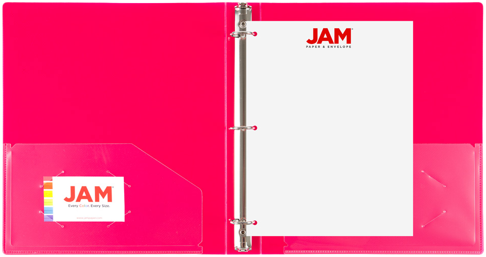 Fuchsia Hot Pink 1 Inch 3-Ring Plastic Binder