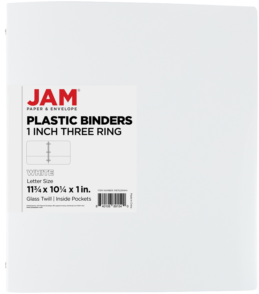 White Plastic 1 Inch 3-Ring Pink Plastic Binder