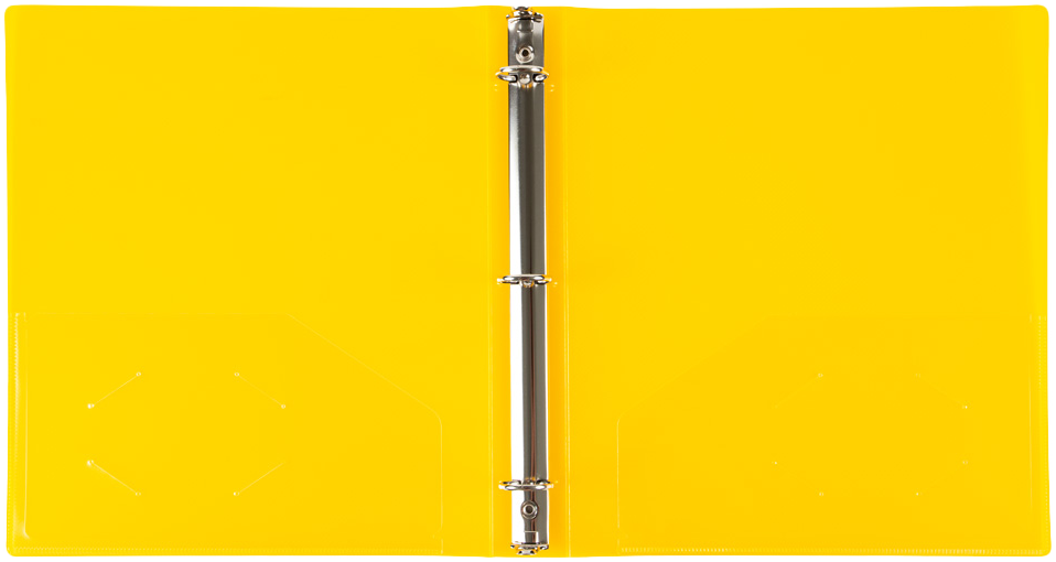 Yellow Plastic 1 Inch 3-Ring Pink Plastic Binder