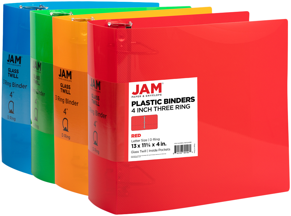 Assorted Plastic 4 Inch Binder - 4 Pack