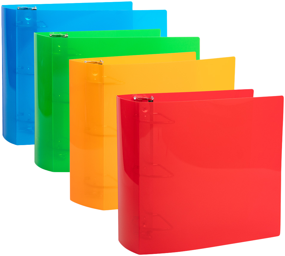 Assorted Plastic 4 Inch Binder - 4 Pack