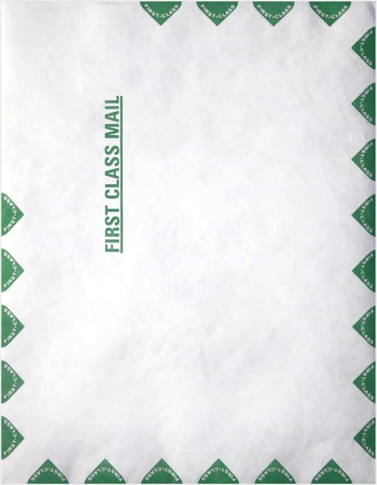 White Tyvek 14lb 9 x 12 Open End First Class Envelopes