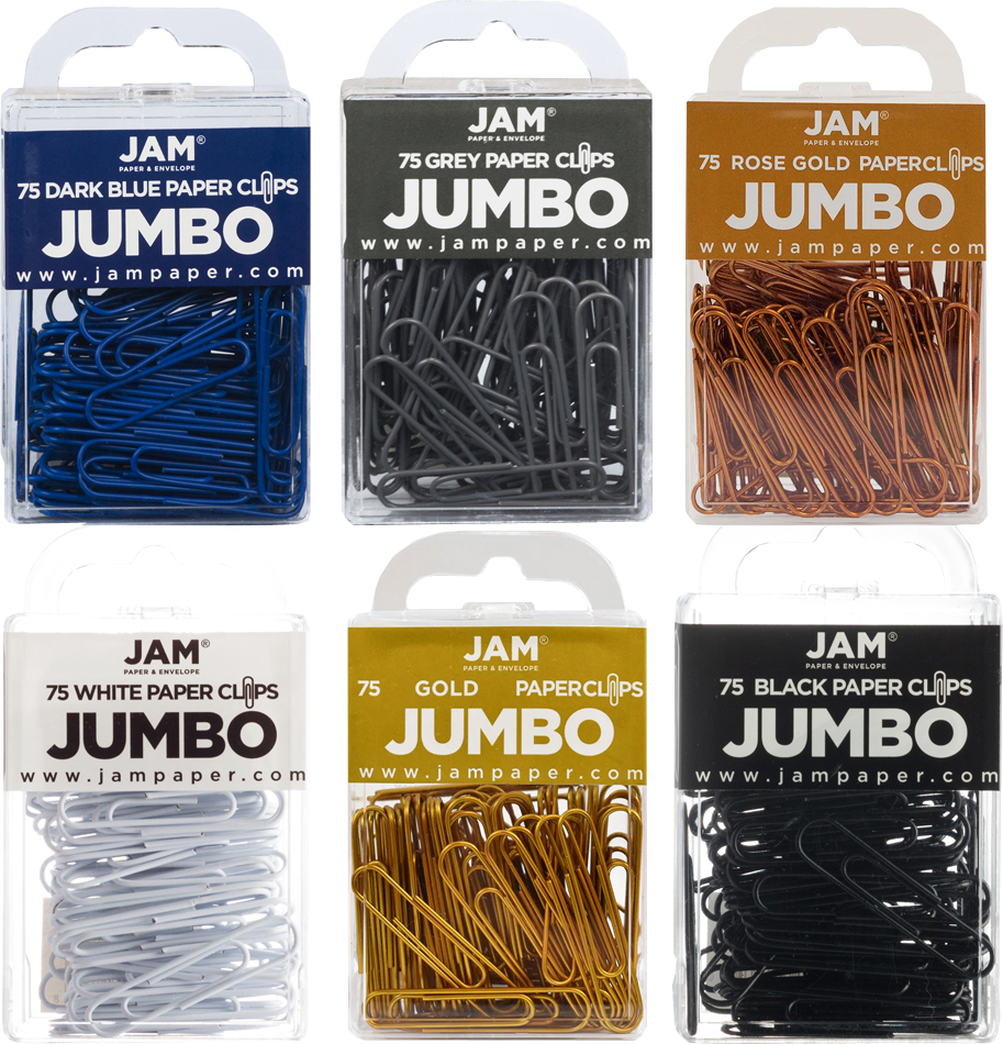 Business Assorted Jumbo 2 Inch Paper Clips - 6 Packs of 75