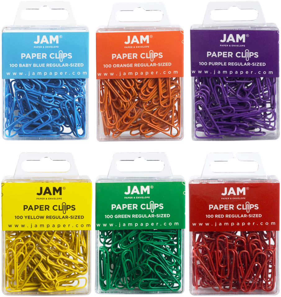 Rainbow Assorted Standard 1 1/4 Inch Paper Clips - 6 Packs of 100