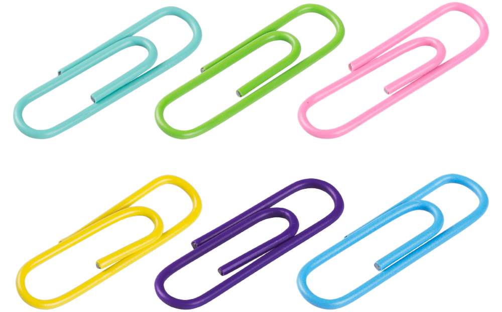 Spring Assorted Standard 1 1/4 Inch Paper Clips - 6 Packs of 100