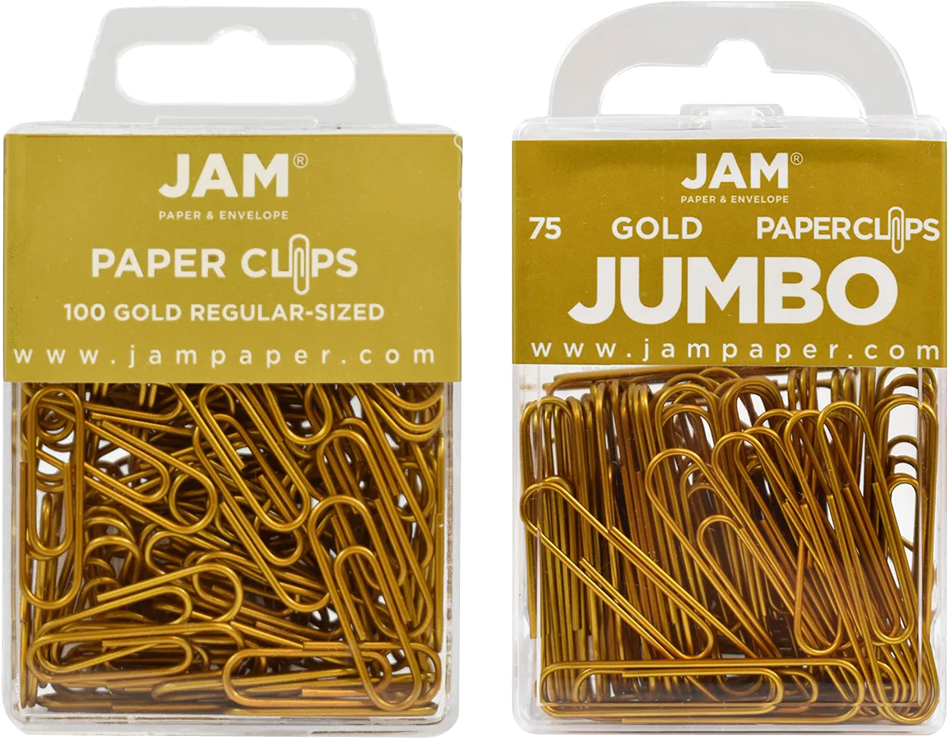 Gold Standard & Jumbo Paper Clips Assortment Pack - 1 Pack Each (175 Clips Total)