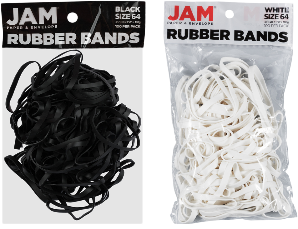 Black & White Size 64 Rubber Bands - 2 Packs of 100