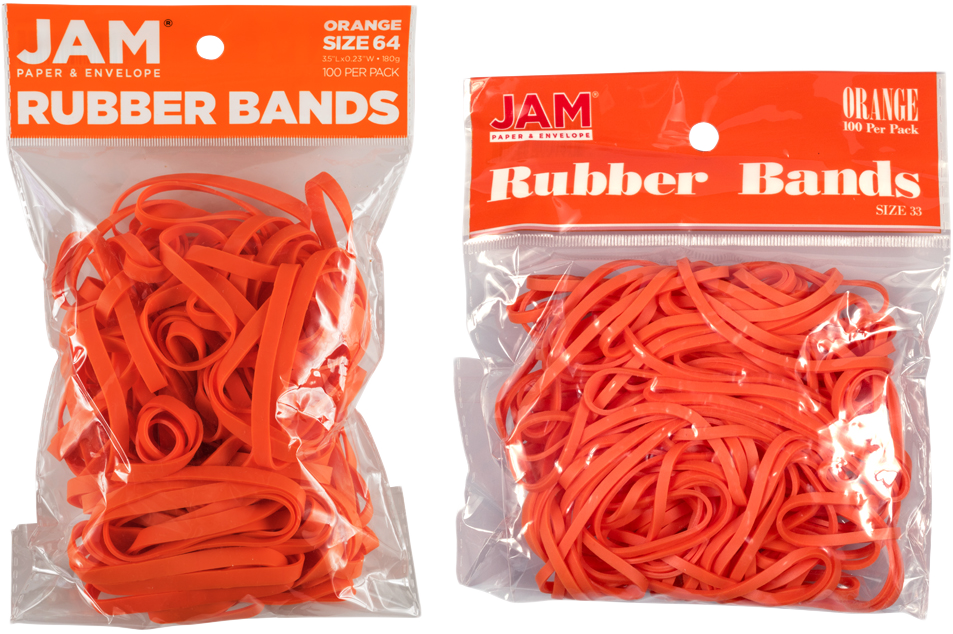Orange Size 33 & 64 Rubber Bands - 2 Packs of 100