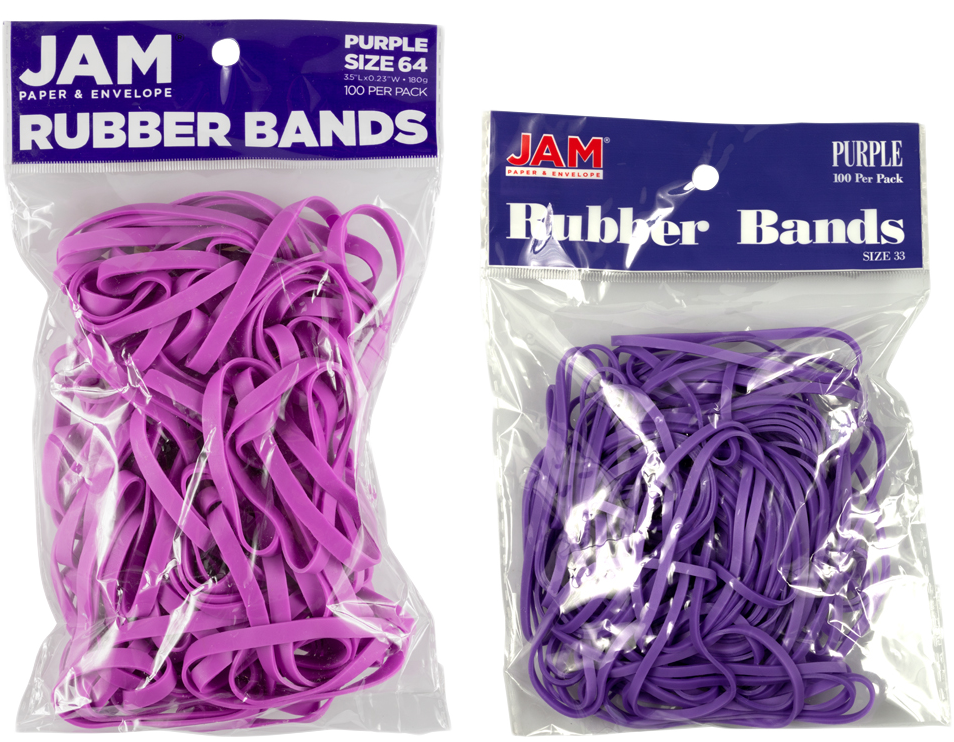 Purple Size 33 & 64 Rubber Bands - 2 Packs of 100