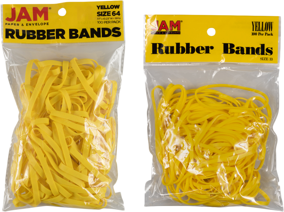 Yellow Size 33 & 64 Rubber Bands - 2 Packs of 100