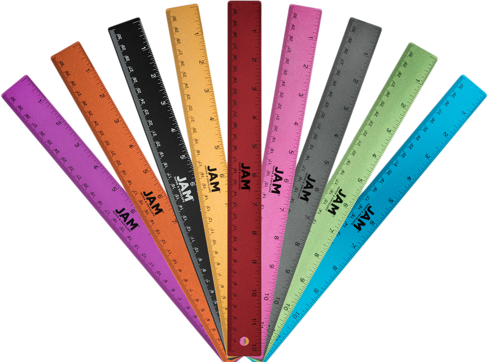 Assorted 12 Inch Aluminum Rulers - Pack of 9