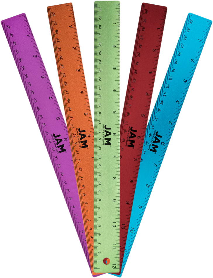 Primary Assorted 12 Inch Aluminum Rulers - Pack of 5