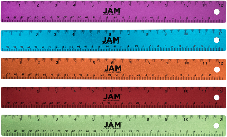 Primary Assorted 12 Inch Aluminum Rulers - Pack of 5