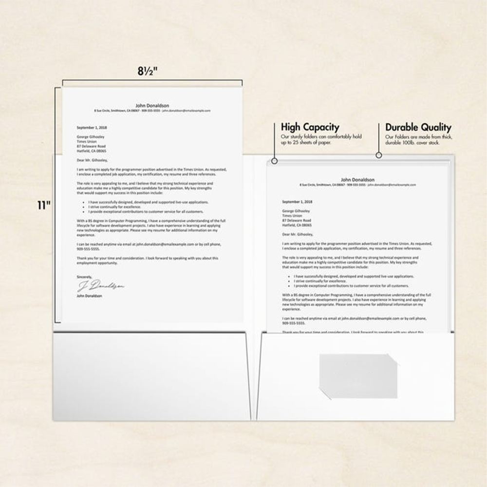 White 9 x 12 Smooth Folders
