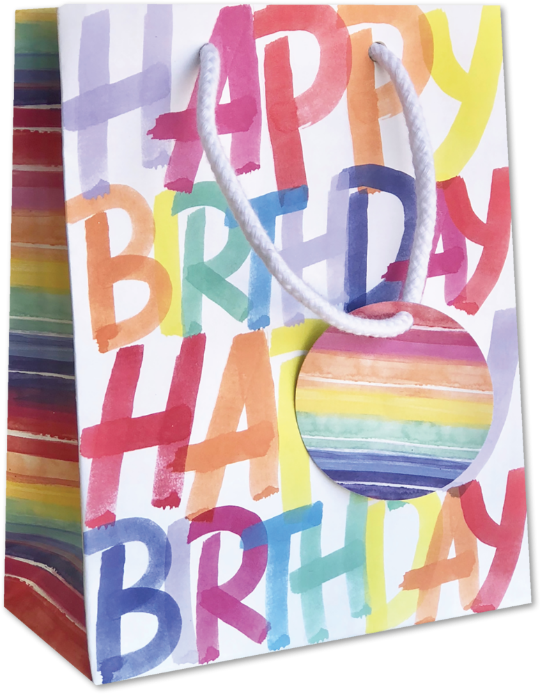 Rainbow Birthday Small Gift Bags (7 1/2 x 6 x 3)