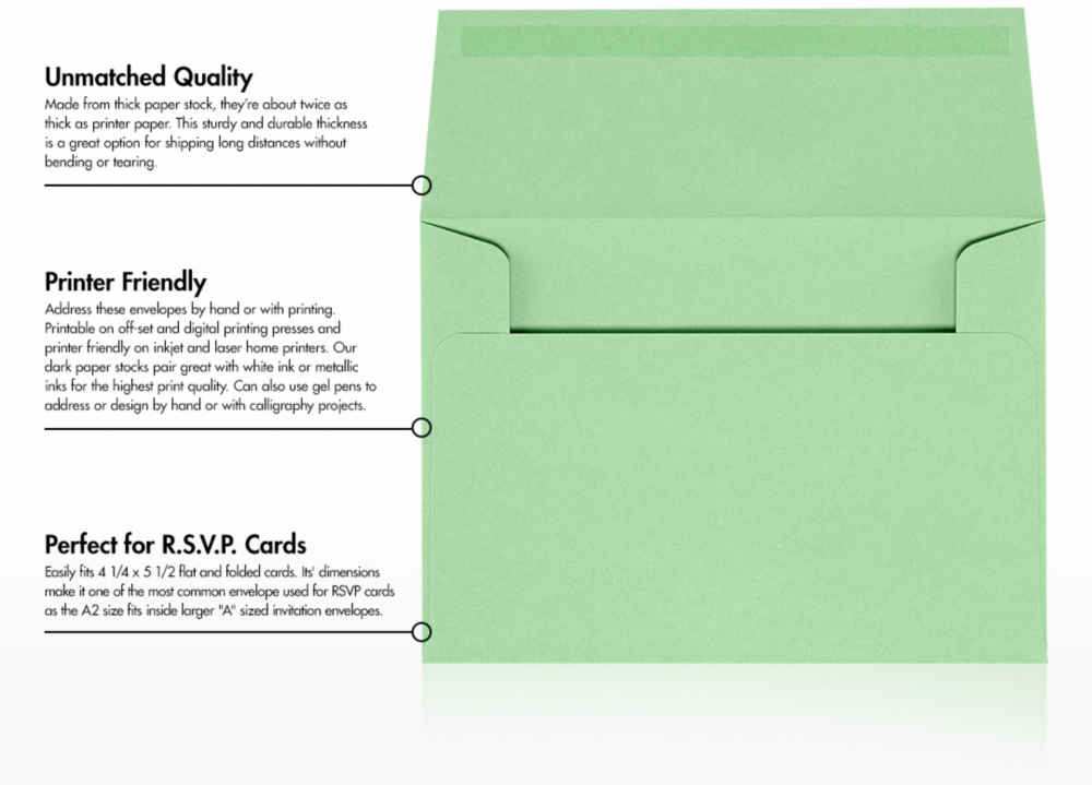 Pastel Green 24lb A2 Invitation Envelopes (4 3/8 x 5 3/4) 24lb
