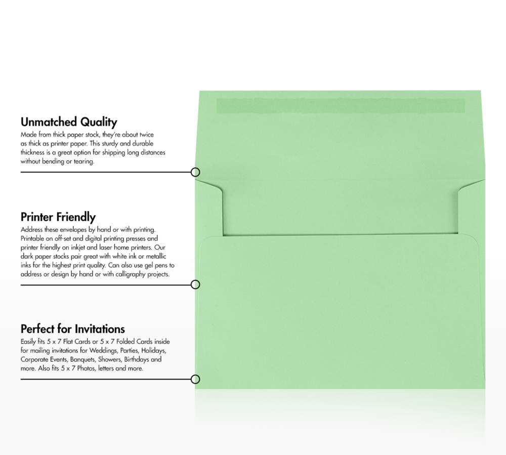 Pastel Green 24lb A7 Invitation Envelopes (5 1/4 x 7 1/4)