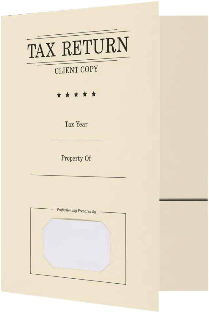 Natural Tax Return 9 x 12 Presentation Folders with Front Card Slits