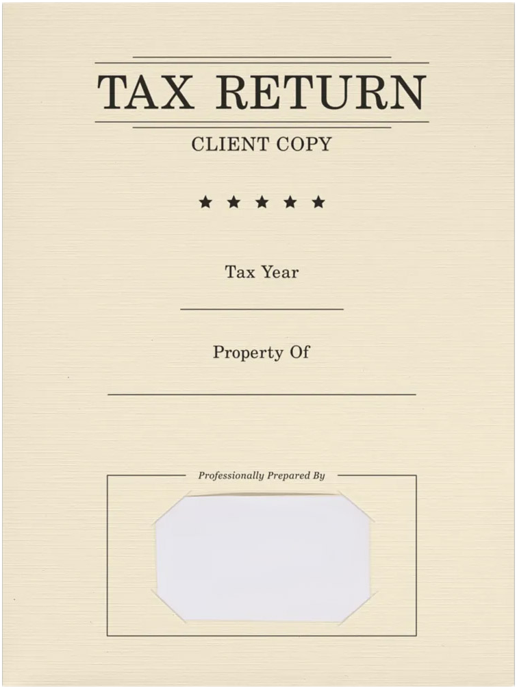 Natural Tax Return 9 x 12 Presentation Folders with Front Card Slits