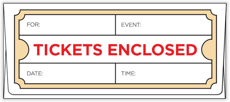 Tickets Enclosed 28lb Currency Money Envelopes (2 7/8 x 6 1/2)