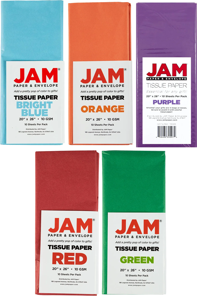 Assorted Tissue Paper (20 x 26) 5 Packs of 10 Sheets (50 Total Sheets)
