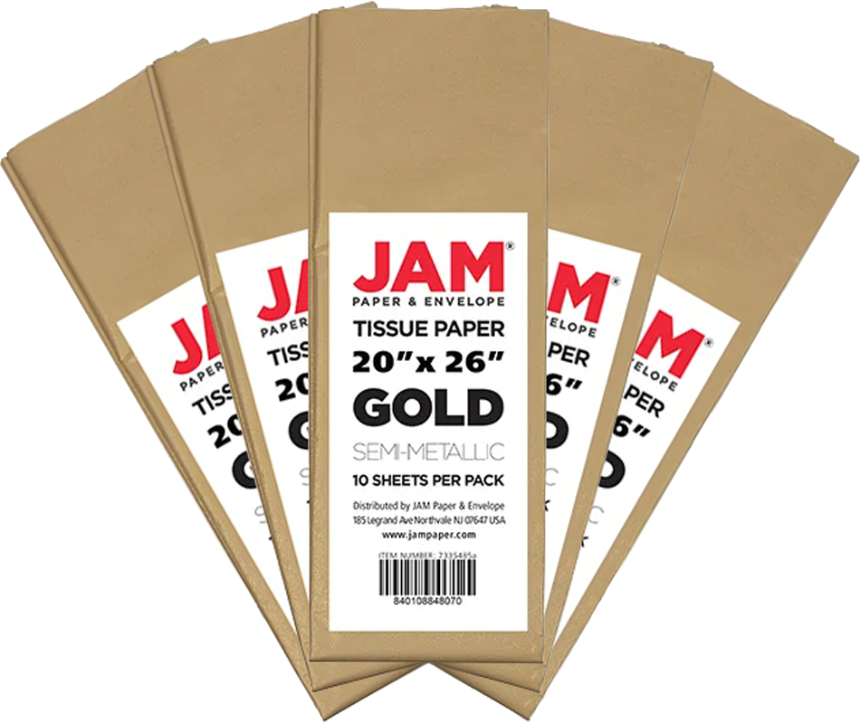 Gold Tissue Paper (20 x 26) 5 Packs of 10 Sheets (50 Total Sheets)