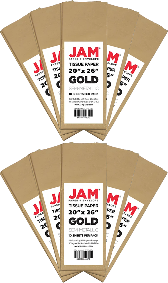 Gold Tissue Paper (20 x 26) 10 Packs of 10 Sheets (100 Total Sheets)