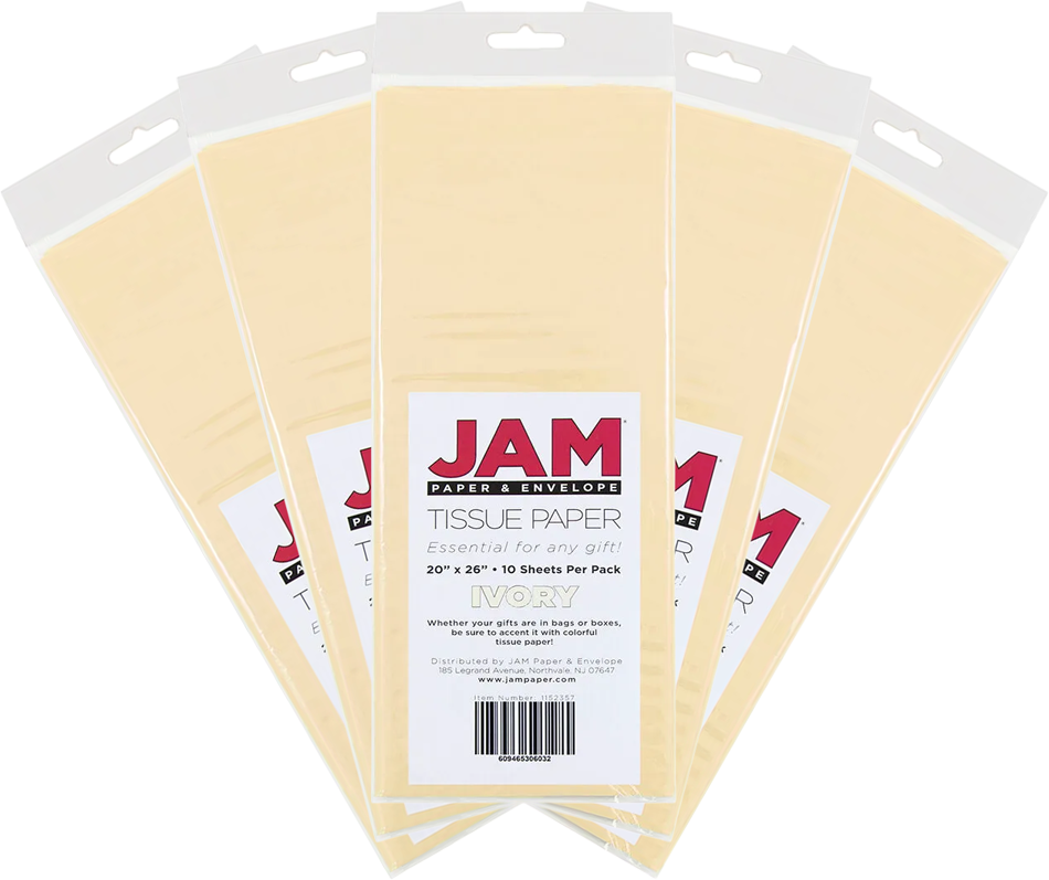 Ivory Tissue Paper (20 x 26) 5 Packs of 10 Sheets (50 Total Sheets)