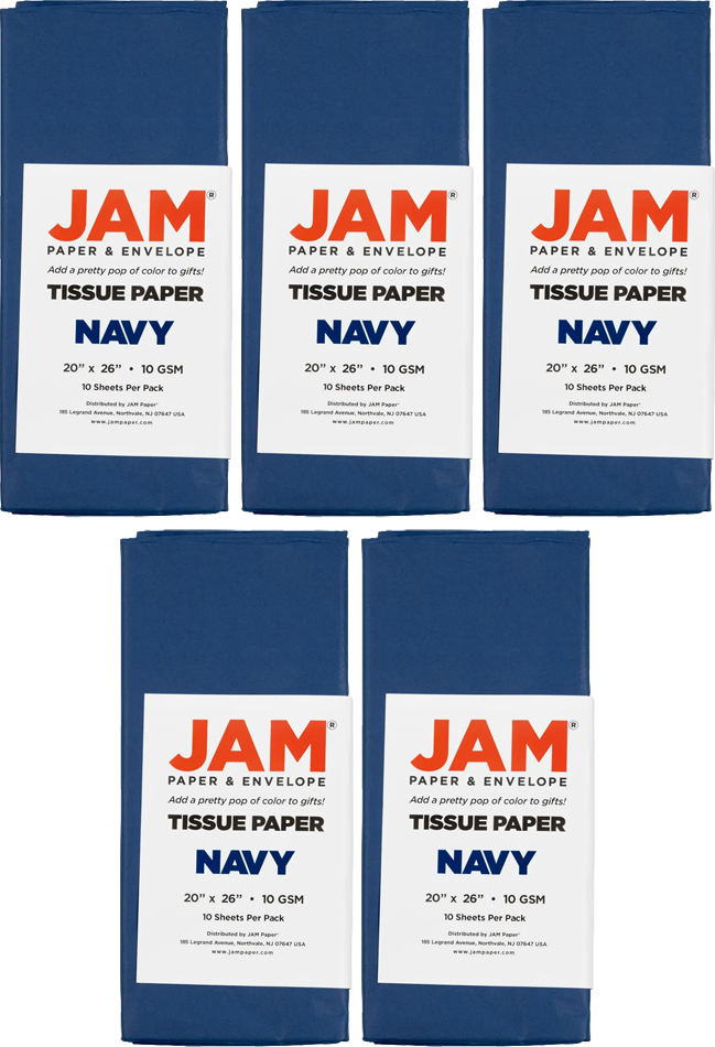 Navy Tissue Paper (20 x 26) 5 Packs of 10 Sheets (50 Total Sheets)