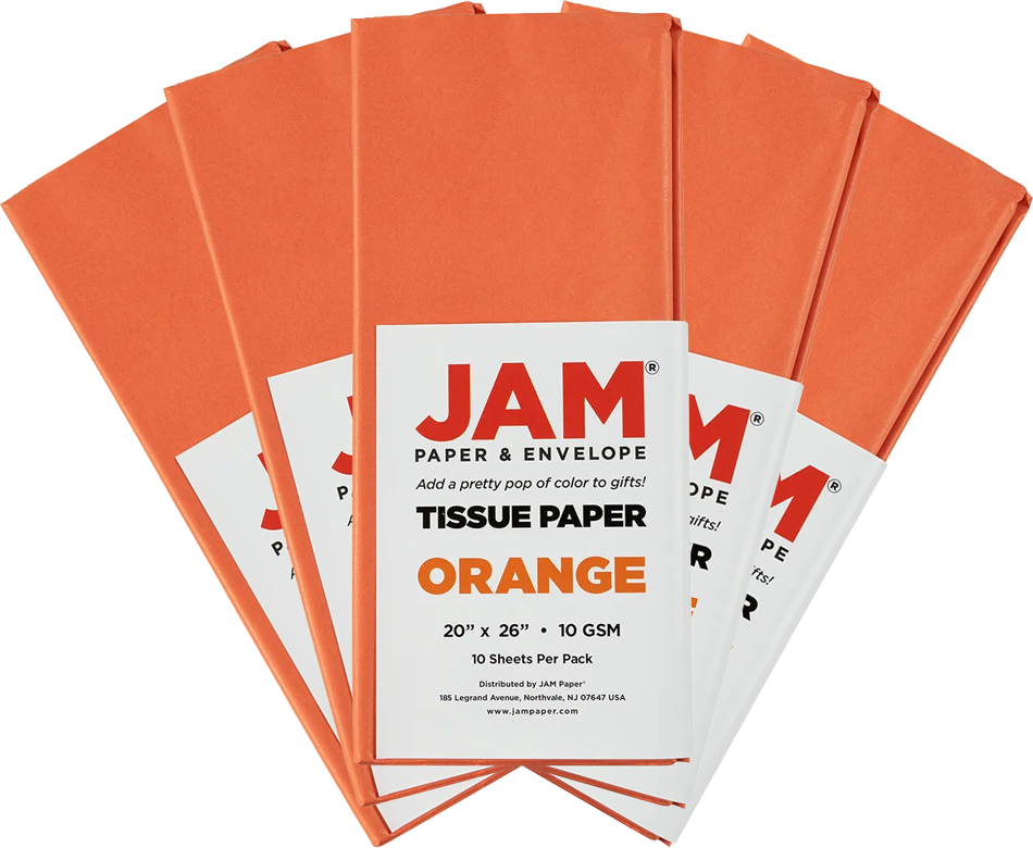 Orange Tissue Paper (20 x 26) 5 Packs of 10 Sheets (50 Total Sheets)