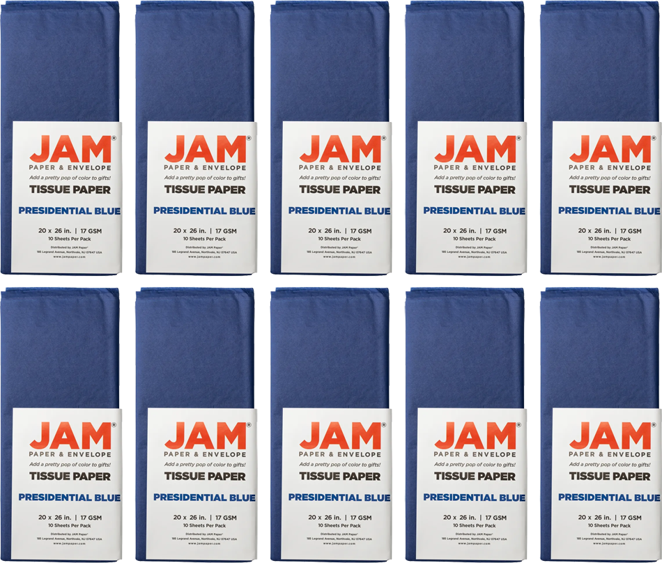 Presidential Blue Tissue Paper (20 x 26) 10 Packs of 10 Sheets (100 Total Sheets)
