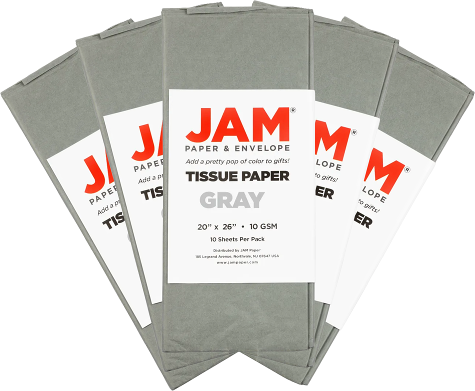 Gray Tissue Paper (20 x 26) 5 Packs of 10 Sheets (50 Total Sheets)